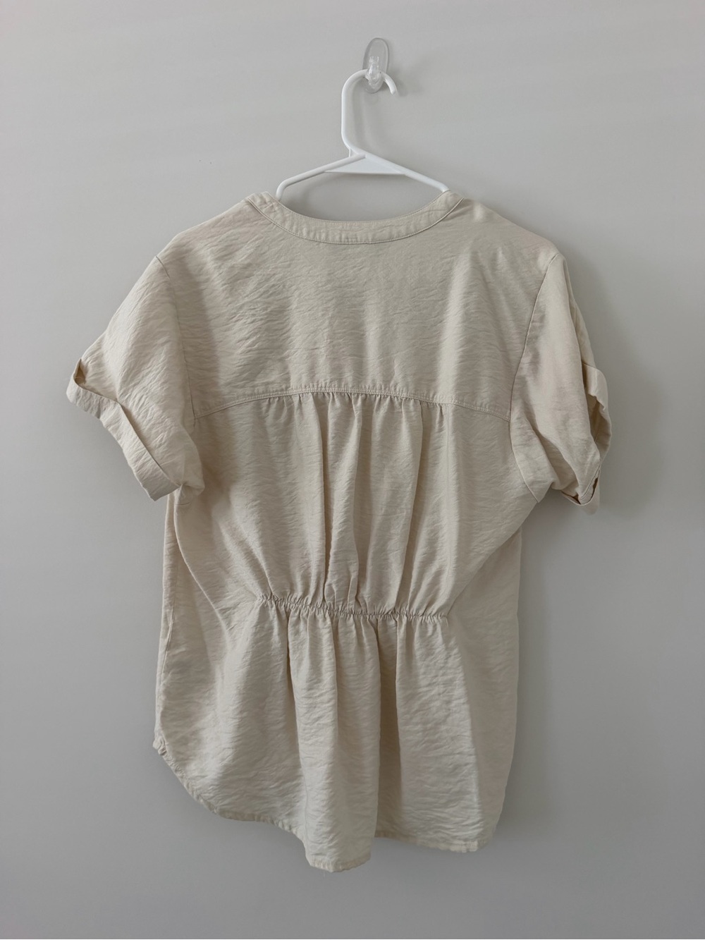 Simply Vera Cream Textured Peplum Top Women’s Medium - Picture 3 of 7